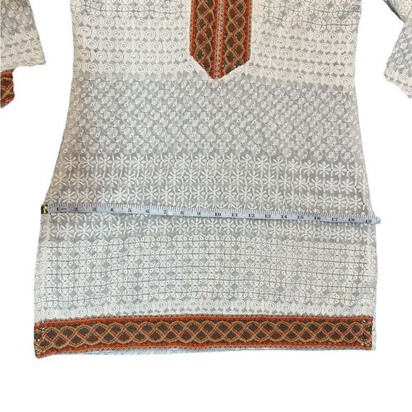 Zola Earthly Fashions Ivory Lacey Tunic Dress with Embroidered Accents Large - Picture 9 of 10